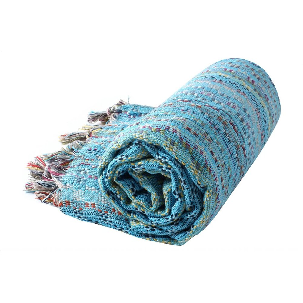 Sand Free Bohemian Turquoise 100% Turkish Cotton Beach Bath Towel - Picture 7 of 8